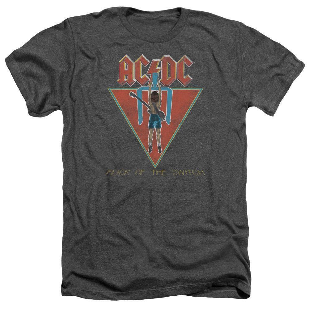 Acdc Flick Of The Switch Adult Heather T Shirt Charcoal
